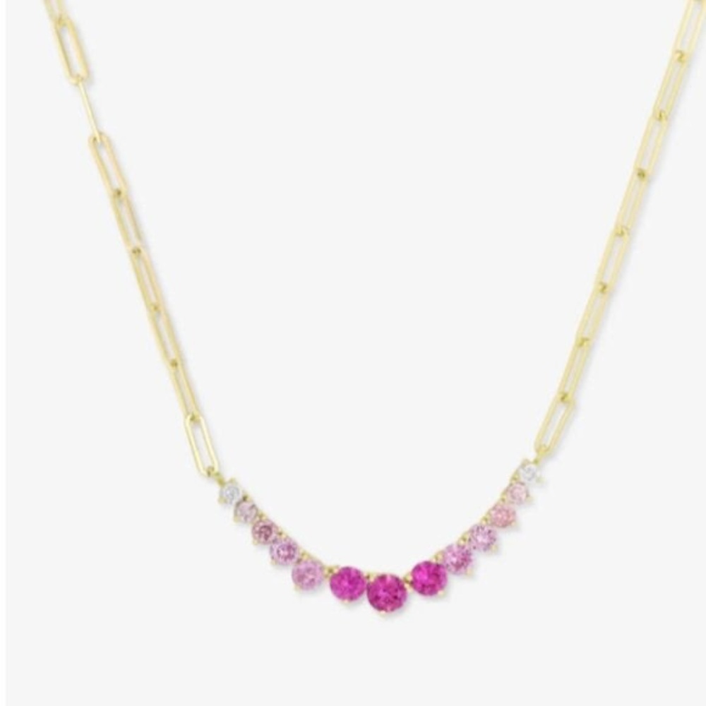 Melinda Maria Pink Not Your Basic Graduated Ombré Samantha Tennis Necklace